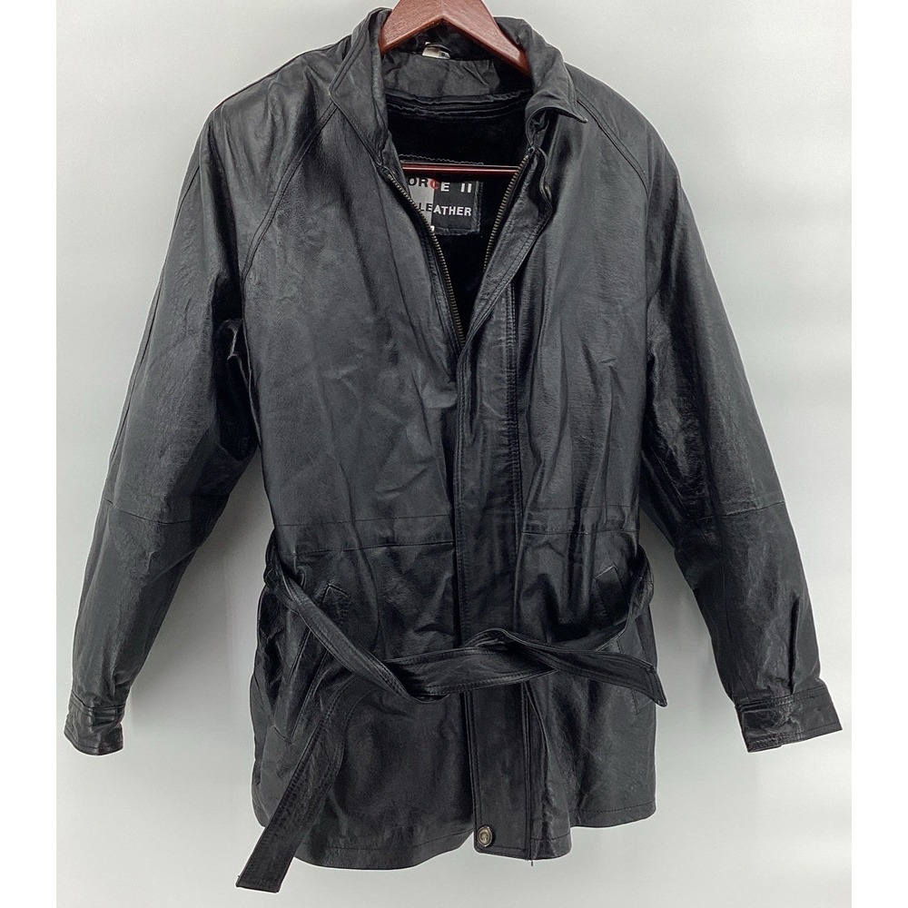 Force 2 Leather Jacket Mens Size Small Black Removable Lining Biker Bomber